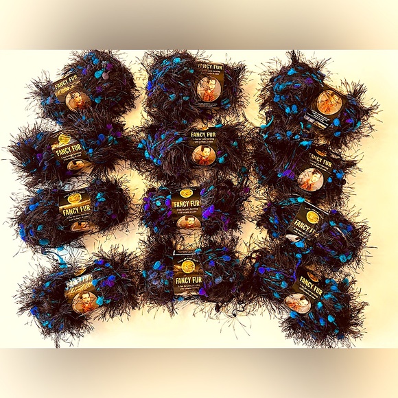 12 skeins yarn Lion Brand discontinued Fancy Fur eyelash stained glass color - Picture 2 of 6